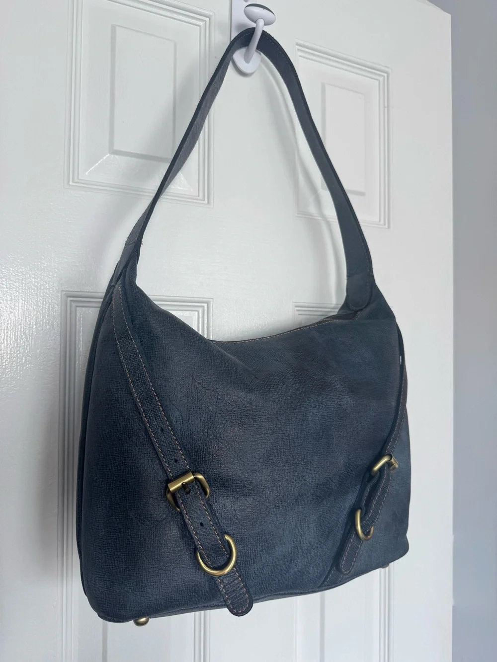 Patricia Nash Elia Hobo Blue Leather Shoulder Bag